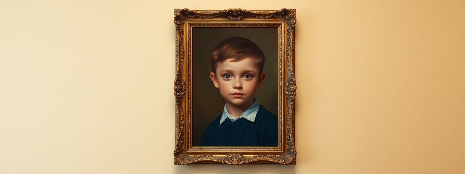Portrait ancien à l'huile représentant un jeune garçon