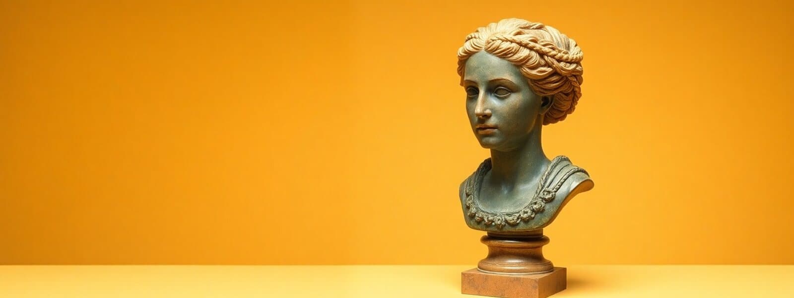 Buste ancien en faïence polychrome représentant une femme de la Renaissance