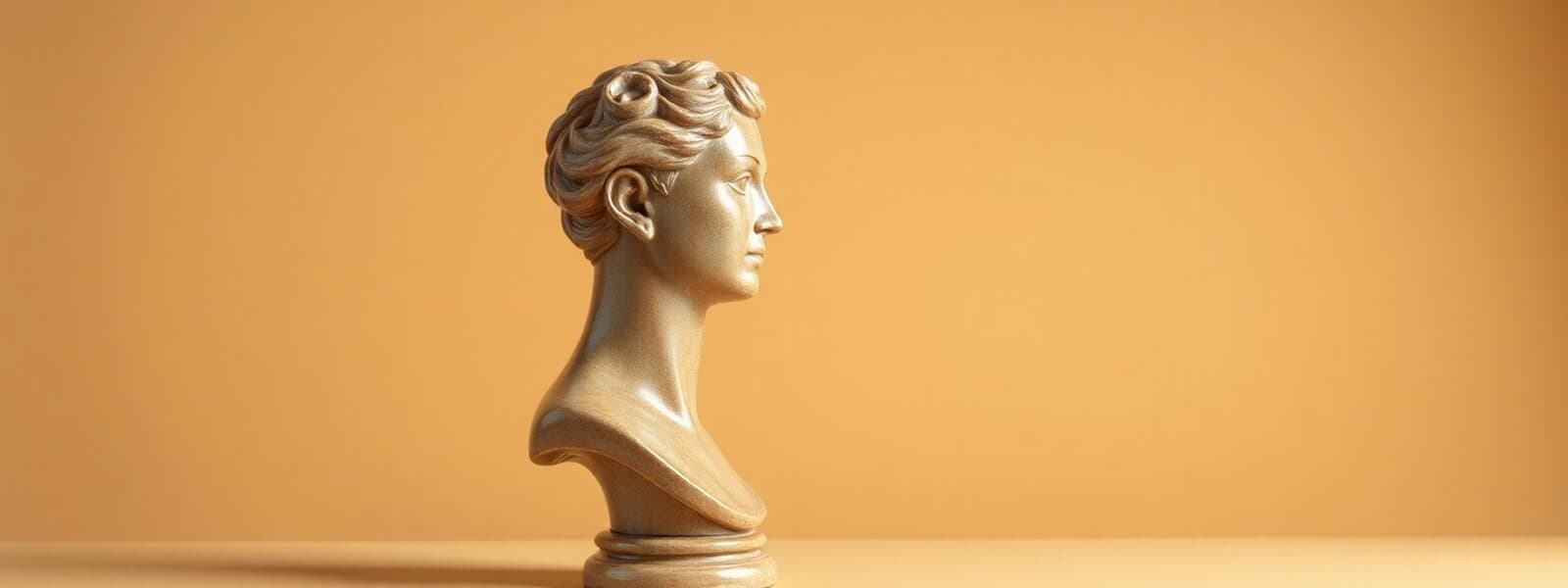 Buste sculpté ancien en céramique émaillée, vu de profil